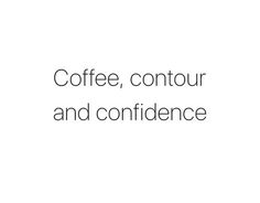 the words coffee, contour and conference are shown in black on a white background