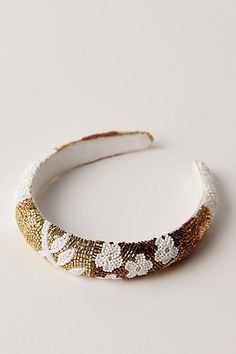 Add the perfect touch to absolutely every hairstyle with this effortlessly essential headband featured in a hard, slightly puffed silhouette with stunning, floral-inspired beading throughout for an added femme finish. | Last Summer Beaded Hard Headband by Free People in Tan Our Last Summer, Summer Headband, Summer Headbands, Hard Headbands, Boho Clothing, Beading, Free People, Hair Accessories, Women Accessories