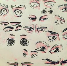 a drawing of many different types of eyes