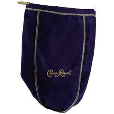 a purple bag with gold trimmings and the word crown royal on it's side