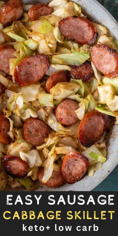 Need an easy low carb, one-pan dinner? I’ve got you covered! This Keto Sausage and Cabbage Skillet is ready in under 20 minutes and has less than 6 carbs per serving! Sausage And Cabbage Skillet, Sausage Cabbage, Sausage And Cabbage, Cabbage Skillet, Recipes Cabbage, Healthy Low Carb Dinners, Cabbage And Sausage, Breakfast Low Carb, Desserts Keto