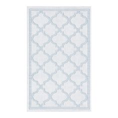 a white and blue rug on a white background