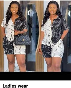 Up And Down Short Trousers For Ladies, Shorts And Tops For Ladies, Two Piece Ankara Styles, Short Nicker And Top For Ladies, Two Pieces Trouser And Top, Trouser And Top For Ladies, Two Piece Outfits Shorts, Boubou Styles For Women, Simple Dress Casual