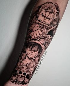 Tatuagem de One piece, Luffy e Zoro Underarm Tattoo, Tato Flash, Lower Leg Tattoos, Purple Tattoos, Manga Tattoo, Men Tattoos Arm Sleeve, Forearm Tattoo Design