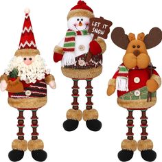 Aneco 3 Pieces Table Top Christmas Decorations Cute Christmas Sitting Santa Snowman Reindeer Doll Long Legs Christmas Ornament for Home Decoration Reindeer Craft, Romantic Christmas, Thanksgiving Parties, Christmas Figurines, Christmas Plush, Snow Man, Christmas Table Decorations, Christmas Santa