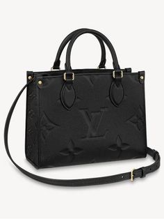 Gender: Women Brand: LOUIS VUITTON Product Name: Onthego PM Monogram Empreinte Tote Bag Black Bags Alora Code: 19264400 Color: black Composition: Cowhide Leather Origin: France Features: Removable Strap Adjustable Strap Clip closure Designer Style ID M45653 Louis Vuitton Onthego, Sac Louis Vuitton, Louis Vuitton Totes, Monogram Pattern, Black Leather Tote, Wallet Accessories, Louis Vuitton Speedy, Black Tote Bag