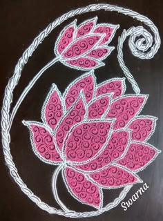 this is an image of a pink flower on a black background with the words sequins written below it