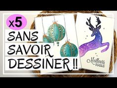 three cards with christmas ornaments on them and the words, 5 sanss savor dessiner