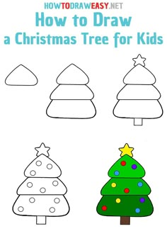 how to draw a christmas tree for kids