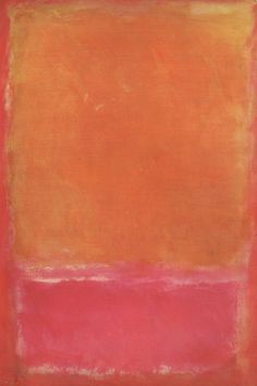 an orange and pink painting on a white background