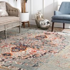 Shop for The Gray Barn Joad Distressed Traditional Vintage Medallion Grey Rug - 7' 10 x 11'. Get free delivery at Overstock.com - Your Online Home Decor Store! Get 5% in rewards with Club O! - 22695061 Solid Area Rugs, Grey Rug, Modern Coastal