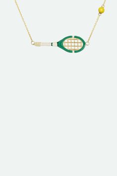 Aliita Tennis Pelota Necklace in Pistachio Green Jewelry Aliita Necklace With Ring, Sport Jewelry, Tennis Birthday Party, Golf Jewelry, Tennis Birthday, Tennis Aesthetic, Tennis Rackets