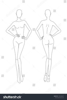 two female mannequins standing in front and back view