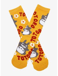 Studio Ghibli My Neighbor Totoro Floral Crew Socks - BoxLunch Exclusive Cool Socks Aesthetic, Bold Socks, Studio Ghibli My Neighbor Totoro, Ghibli My Neighbor Totoro, Socks Aesthetic, Silly Socks, Forest Spirit, My Neighbor Totoro, Cute Socks