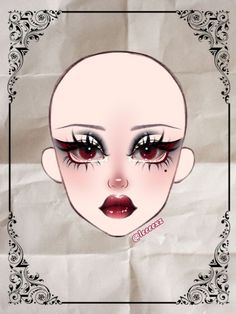 Alt Makeup Drawing, Vampire Eyes Makeup, Goth Makeup Ideas Drawing, Leeeexz Makeup, Makeup Face Template, Face Chart Makeup Ideas, Vampire Goth Makeup, Makeup Looks Drawing, Makeup Tutorials Step By Step