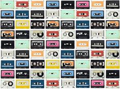 an image of many different colored cassettes