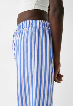 Bershka FLOWING - Pantaloni - dark blue Dark Blue, Trousers