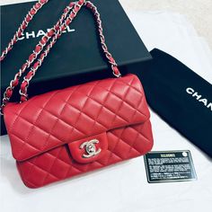 Chanel Shoulder Bag Dark Red Lambskin Interlocking Cc Logo, Quilted Pattern & Chain-Link Accent Silver-Tone Hardware Chain-Link Shoulder Strap Single Exterior Pocket Leather Lining & Dual Interior Pockets Turn-Lock Closure At Front Includes Box & Dust Bag & Authenticity Card ** Condition** Very Good. Gently Used. Like New Condition. Estimated Item Measurements Shoulder Strap Drop: 22.5" Height: 4.5" Width: 7.75" Depth: 2.5" Color: Dark Red Dark Red Color, Chanel Shoulder Bag, Bag Dark, Quilted Pattern, Cc Logo, Chanel Bag, Dark Red, Chanel Classic, Chain Link