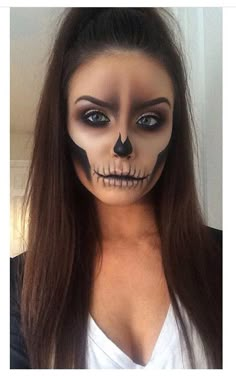 Halloween Skeleton Makeup, Skeleton Face Paint, Carnaval Make-up, Pelottava Halloween, Holloween Makeup