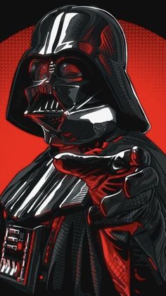 a darth vader poster on a red background