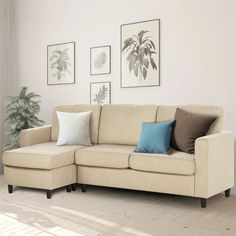 a living room scene with focus on the corner sofa