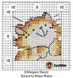 a cross stitch pattern with a cat's face in the center and numbers on it