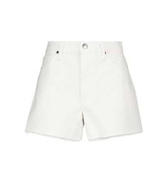 Frame for Women Online | Mytheresa US Chic High-waisted Jean Shorts With Frayed Hem, Cotton Shorts With Frayed Hem, Cotton Shorts With Frayed Hem For Summer, Summer Cotton Shorts With Frayed Hem, Summer Cotton Cutoff Jean Shorts, Chic Cotton Jean Shorts, Cotton Cutoff Jean Shorts For Summer, White Relaxed Fit Jean Shorts For Summer, Summer Cotton Jean Shorts With Frayed Hem