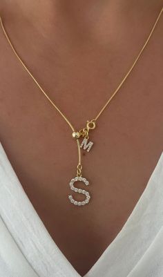 Luxury Cubic Zirconia Jewelry With Initials, L Necklace, Bff Gift, Block Letters, Necklace Initial, Y Necklace, Gold Name Necklace, Jewelry Personalized, Personalized Pendant