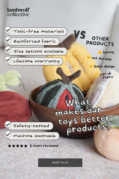 an info sheet describing what makes our toys better