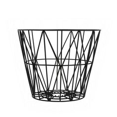 a black wire basket is shown against a white background, with the bottom section visible