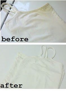 the before and after pictures of a white tank top