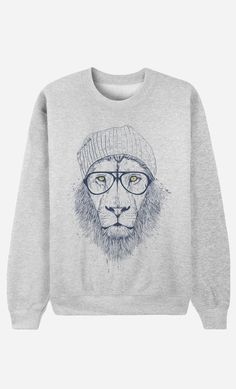 Sweater Man Original "Cool Lion" by Solti Balazs - Art Shop - Wooop.fr Sweat Gris, Lion's Den, Fresh Brand, Dope Fashion, Hoodie Men, Tee Shirt Homme, Inspiration Mode, Design T Shirt