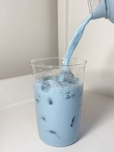 Blueberry Milkshake Aesthetic, Blueberry Milk Aesthetic, Blue Wonyoungism, Blue Vibe, Iced Drinks Recipes, Baby Blue Wallpaper, Blue Stuff, Blue Drinks, Everything Is Blue