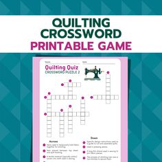 the quilting crossword printable game