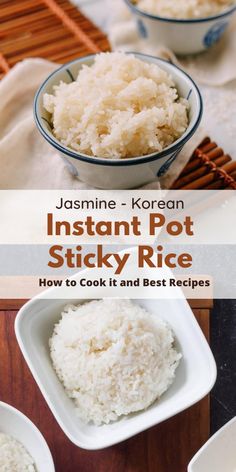 instant pot sticky rice in bowls on a table