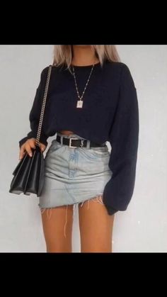 Girls #fashion #inspiration face интервью amandla stenberg caroline daur big baby tape cara delevingne obladaet chloe sevigny pharaoh hana cross camila coelho flesh tmz yung romero alessandra rich lizer bae joo-hyun elle fanning summer summer fashion street style angèle men's #style tips mens #wear easy outfits for guys men's clothing street style video kylie jenner bikini hypebeast fashion streetwear fashion jordans undercover kourtney kardashian pandemik kris jenner Denim Mini Skirt Outfit, Rok Outfit, Denim Skirts Knee Length, Moda Denim, Denim Skirt Outfits, Miniskirt Outfits, Jeans Rock, Cara Delevingne