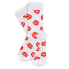 Get ready to pucker up with these playful socks! Featuring a fun red lips print on a crisp white background, these socks are sure to make you and your loved ones smile. Pair them with one of our love themed socks to create your own bundle of love. Whether you're at home or out on the town, these socks will add a touch of whimsy to your look. So go ahead and spread the love, one step at a time! 70% cotton, 25% polyester, 5% spandex Fits US Sock Size Women's 9-11, Shoe Size 4-10 Machine wash, tumb Trendy Red Socks As Gift, Trendy Red Socks As A Gift, Trendy Red Socks For Gift, Trendy Red Socks For Gifts, Playful Red Cotton Socks, Socks White Background, Valentines Day Lips, Diy Lip Balm Recipes, Lip Balm Recipes