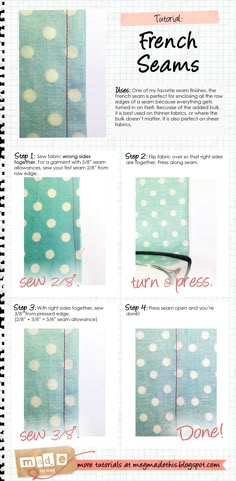 the instructions for how to make french seams