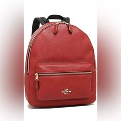 Authentic Coach Medium Charlie Backpack Nwot - Ruby Red Refined Pebble Leather Inside Zip Pocket Zip Closure, Fabric Lining Top Handle With 2" Drop Outside Zip Pocket Adjustable Shoulder Straps 10 3/4" (L) 12 1/2" (H) 4" (W) Please Let Me Know If You Have Any Questions. Offers Welcome & Encouraged Thank You For Looking! Happy Poshing! Classic Red Backpack For Daily Use, Luxury Red Leather Backpack, Luxury Red Leather Standard Backpack, Classic Red Leather Everyday Backpack, Classic Red Leather Backpack For Everyday, Classic Coach Backpack For School, Classic Red Backpack, Classic Red Leather Backpack, Luxury Red Backpack