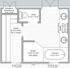 a bathroom floor plan with measurements for the tub and toilet area, including an overhead shower