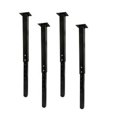 three black metal poles are shown against a white background