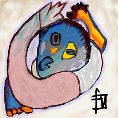 a drawing of a bird with chinese characters on it