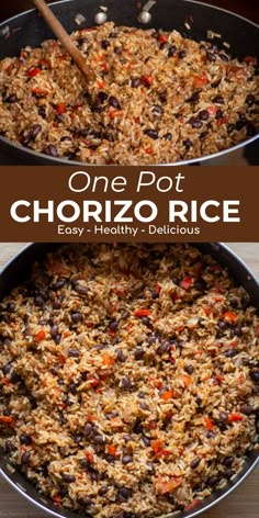 one pot chorizo rice is an easy and healthy side dish