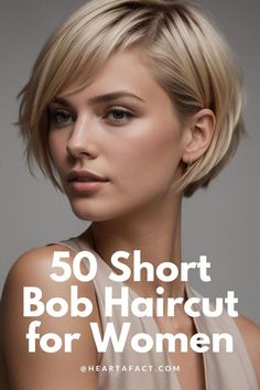 Top 50 Short Bob Hairstyles for Women in 2024 (Detailed Gallery + Video) | 50 Stunning Short Bob Hairstyles for Women Trending in 2024 | Aesthetic Women's Hairstyles & Haircut Inspo Bob Pendek, Fine Hair Bangs, Kort Bob, Short Pixie Bob, Short Layered Bob Hairstyles, Short Blonde Bobs, Short Bob Cuts, Short Hairstyles Fine, Layered Bob Short