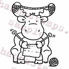 a drawing of a cow playing with a ball of yarn