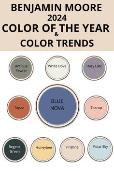 the color chart for benamin moore's color of the year and their colors