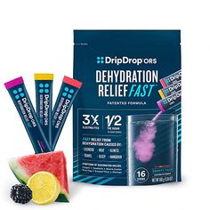 dipdrops dethydration relief fast drink mix with watermelon and blackberries