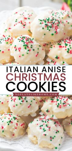 These Good Italian Anise Christmas Cookies are traditional Christmas cookies with a tasty anise glaze and topped with nonpareils. These homemade cookies are the best Italian dessert recipe! Save this pin. Anise Cookie Recipe, Xmas Cookies Recipes, The Best Christmas Cookies, Christmas Cookies Recipe, Anise Cookies, Traditional Christmas Cookies