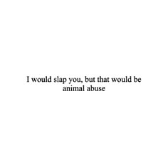 the words i would slap you, but that would be an animal abused by someone