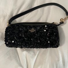 Cute, Sparkle Coach Purse For Evening Or Day! Available In Black And Purple! Coach Evening Shoulder Bag, Black Sequin Clutch Bag, Black Evening Bag With Zipper For Party, Trendy Coach Shoulder Bag For Evening, Chic Coach Party Bag, Chic Sequin Bag For Everyday Use, Chic Sequined Bags, Chic Everyday Sequin Bags, Chic Party Bags By Coach